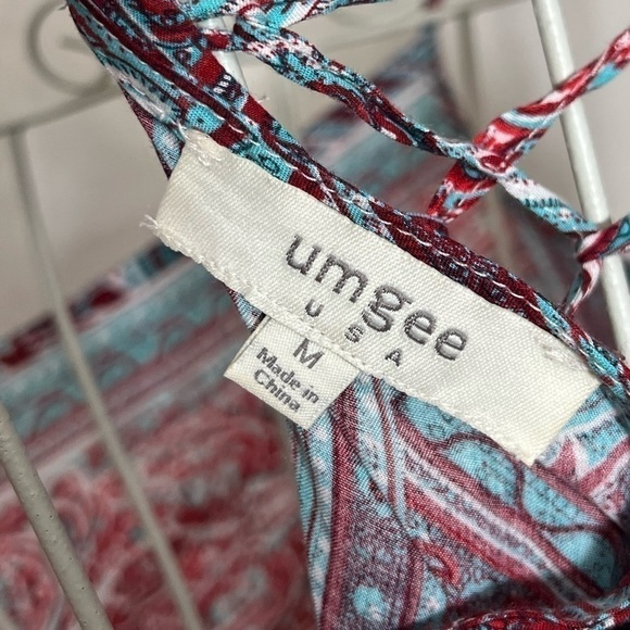 𝅺UMGEE Boutique Dress, Medium, Pink/Blue Spaghetti Strap, Lace-up Back - Picture 3 of 3